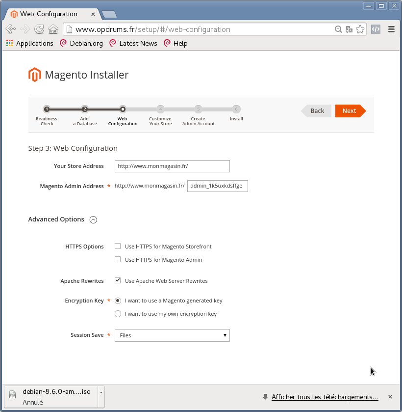 Magento 2.1 setup Web configuration